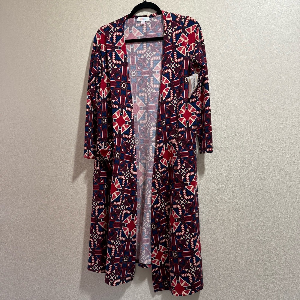 🩵 2/$20 LuLaRoe - Sarah - Geometric Patterned Long Cardigan - NWT - Size Small